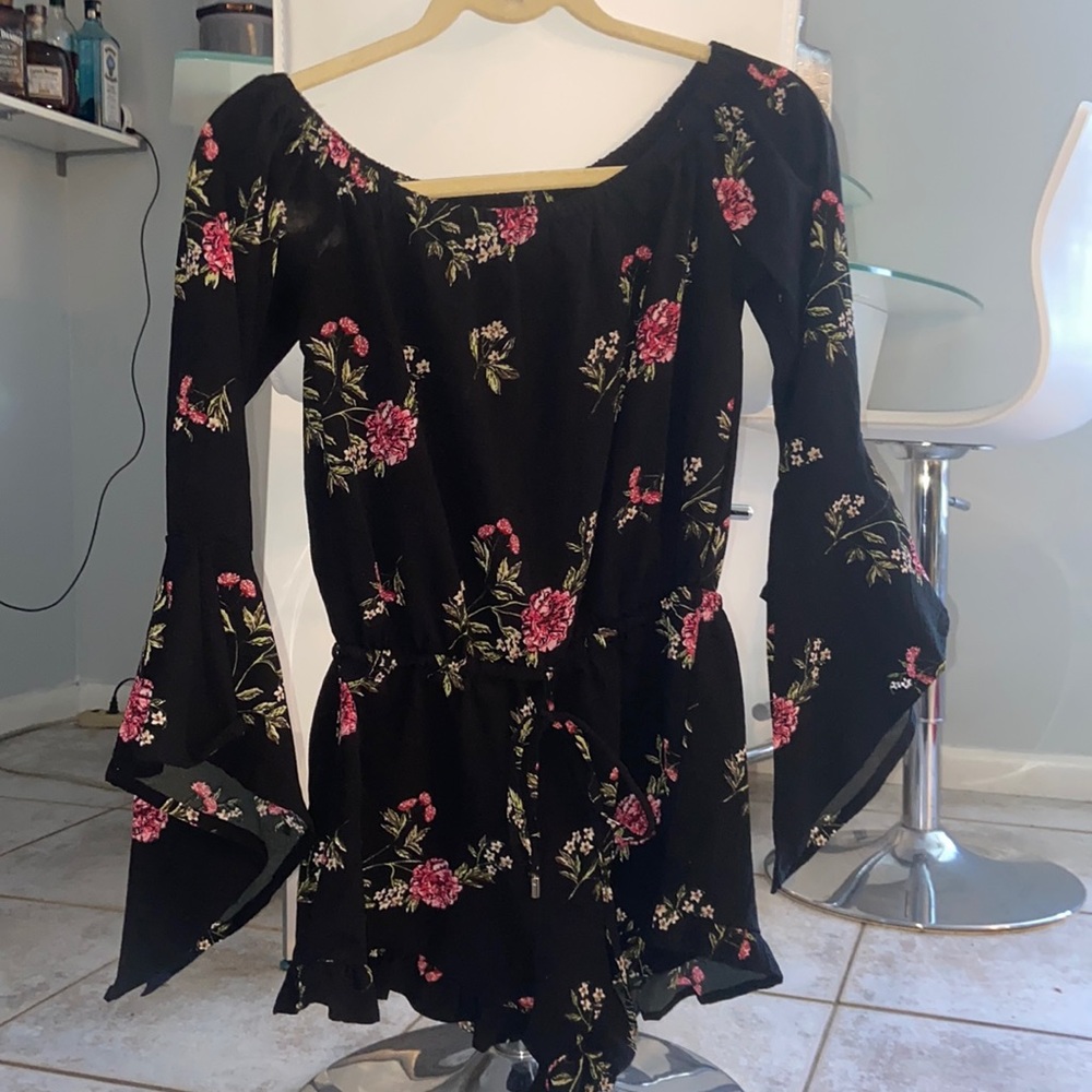 Black Floral Romper